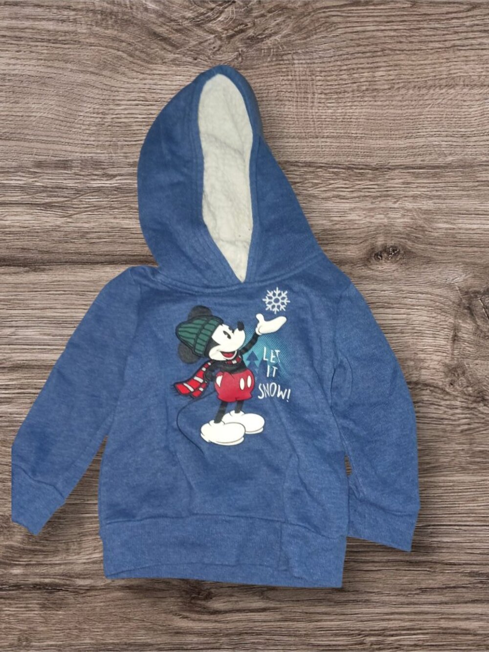 Disney Mickey Mouse "Let It Snow" Sherpa Lined Hoodie Size 18 Months